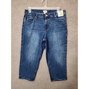 Sonoma Mid Rise Slim Cropped Jeans Womens 16 Petite Blue Medium Wash Stretch NEW